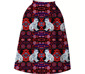 TRACY PORTER KITTY KITTY NEOPRENE MIDI SKIRT