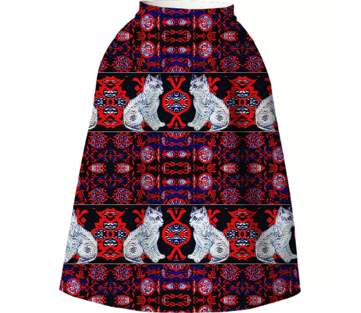 TRACY PORTER KITTY KITTY NEOPRENE MIDI SKIRT
