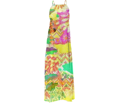 Print All Over Me, PAOM.COM, CUSTOM CLOTHING, Citron, Poly Twill Maxi Dress