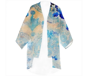 Print All Over Me, PAOM.COM, CUSTOM CLOTHING, TRACY PORTER BLU LINEN KIMONO , Linen Kimono