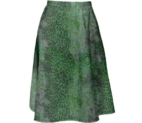 Print All Over Me, PAOM.COM, CUSTOM CLOTHING, TRACY PORTER EMERALD WILD MIDI SKIRT, Midi Skirt