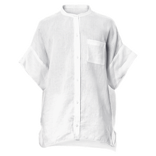 Print All Over Me, PAOM.COM, CUSTOM CLOTHING, Blu boxy linen blouse, Boxy Linen Shirt