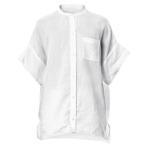 Print All Over Me, PAOM.COM, CUSTOM CLOTHING, Blu boxy linen blouse, Boxy Linen Shirt