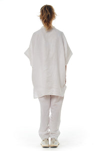 Print All Over Me, PAOM.COM, CUSTOM CLOTHING, Blu boxy linen blouse, Boxy Linen Shirt