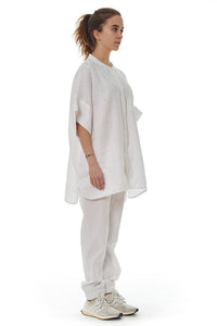 Print All Over Me, PAOM.COM, CUSTOM CLOTHING, Blu boxy linen blouse, Boxy Linen Shirt
