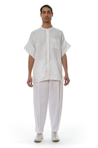 Print All Over Me, PAOM.COM, CUSTOM CLOTHING, Blu boxy linen blouse, Boxy Linen Shirt