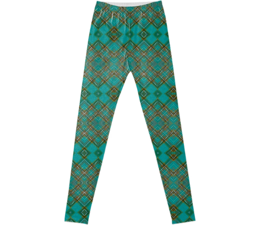 TRACY PORTER BLUE SAGE TARTAN LEGGINGS
