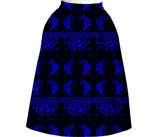 TRACY PORTER CARNIVAL SAPPHIRE NEOPRENE MIDI SKIRT