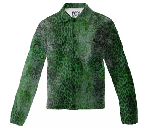 Print All Over Me, PAOM.COM, CUSTOM CLOTHING, TRACY PORTER WILD EMERALD DENIM JACKET, Twill Jacket